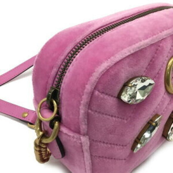 Gucci Velvet Shoulder Bag Beads Pink - Picture 8 of 8